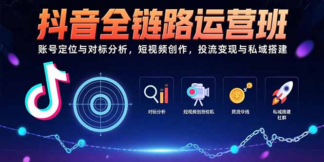 抖音全链路运营班：账号定位与对标分析，短视频创作，投流变现与私域搭建-chywc