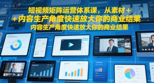短视频矩阵运营体系课，从素材+内容生产角度快速放大你的商业结果-chywc