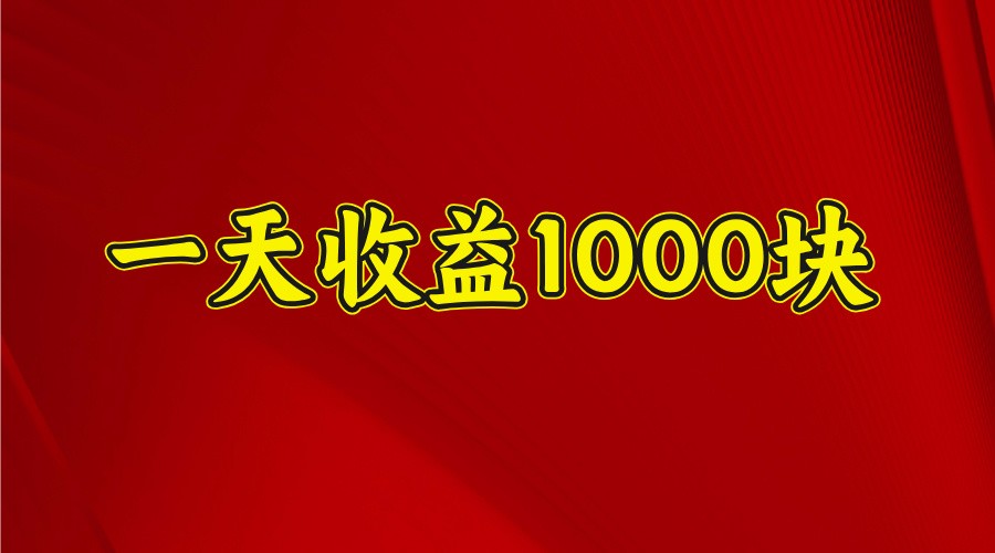 一天收益1000块，2025全网首发-chywc