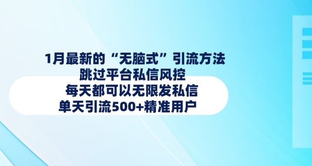 1月最新的无脑式引流方法，跳过平台私信风控，每天都可以无限发私信，单天引流500+精准用户-chywc