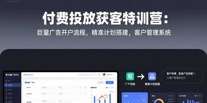 付费投放获客特训营：巨量广告开户流程，精准计划搭建，客户管理系统-chywc