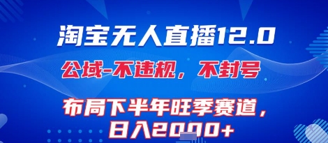 淘宝无人直播12.0，不封号，不违规，布局下半年旺季赛道，日入1k+(独家技术)【揭秘】-chywc