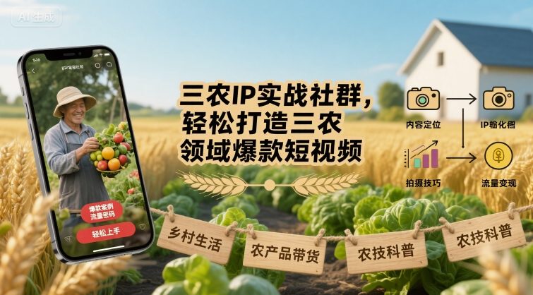 三农IP实战社群，轻松打造三农领域爆款短视频-chywc