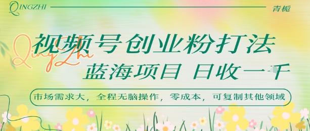 视频号创业粉打法，日入1k，蓝海项目，市场需求大，全程无脑操作，可复制-chywc