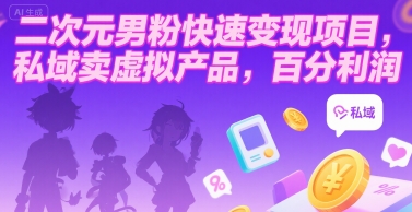 二次元男粉快速变现项目，私域卖虚拟产品，百分利润-chywc