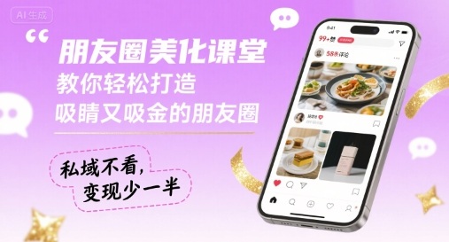 朋友圈美化课堂，教你轻松打造，吸睛又吸金的朋友圈，私域不看，变现少一半-chywc