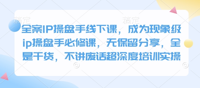 全案IP操盘手线下课，成为现象级ip操盘手必修课，无保留分享，全是干货，不讲废话超深度培训实操-chywc