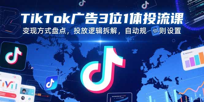 TikTok广告3位1体投流课，变现方式盘点，投放逻辑拆解，自动规则设置-chywc