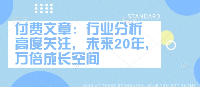 付费文章：行业分析 高度关注，未来20年，万倍成长空间-chywc