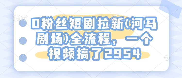 0粉丝短剧拉新(河马剧场)全流程，一个视频搞了2954-chywc