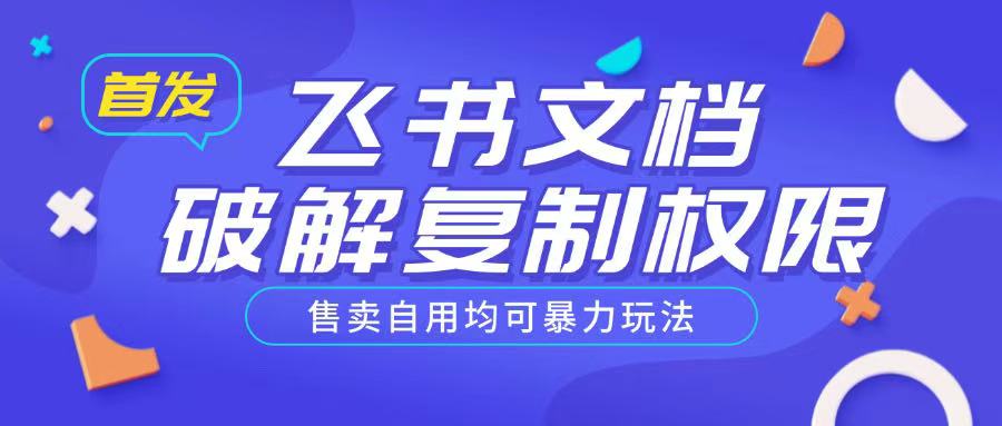 首发飞书文档破解复制权限，售卖自用均可暴力玩法-chywc