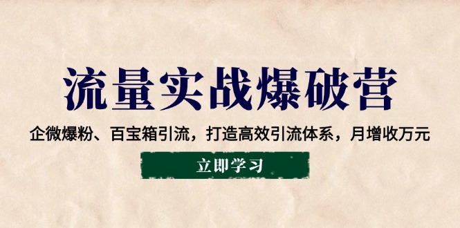 流量实战爆破营：企微爆粉、百宝箱引流，打造高效引流体系，月增收万元-chywc