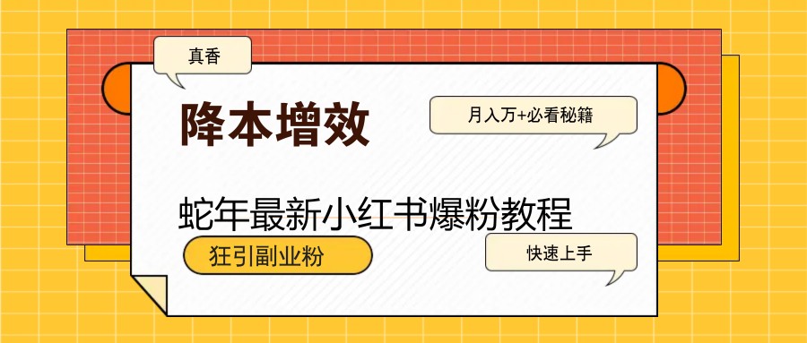 蛇年最新小红书爆粉教程，狂引副业粉，月入万+必看-chywc