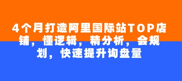 4个月打造阿里国际站TOP店铺，懂逻辑，精分析，会规划，快速提升询盘量-chywc