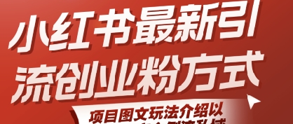 小红书最新引流创业粉方式，项目图文玩法介绍以及如何安全倒流私域-chywc