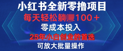 小红书全新纯零撸项目，只要有号就能玩，可放大批量操作，轻松日入100+【揭秘】-chywc