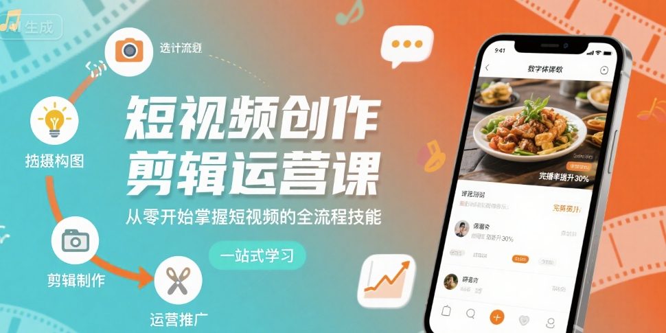 短视频创作剪辑运营课，从零开始掌握短视频的全流程技能-chywc