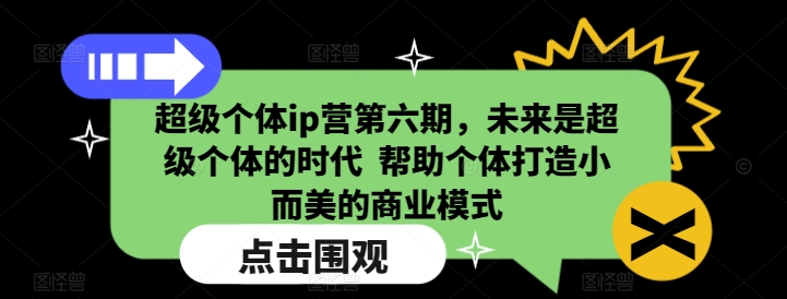 超级个体ip营第六期，未来是超级个体的时代  帮助个体打造小而美的商业模式-chywc