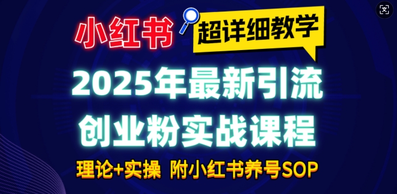 2025年最新小红书引流创业粉实战课程【超详细教学】小白轻松上手，月入1W+，附小红书养号SOP-chywc