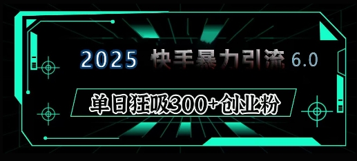 2025年快手6.0保姆级教程震撼来袭，单日狂吸300+精准创业粉-chywc