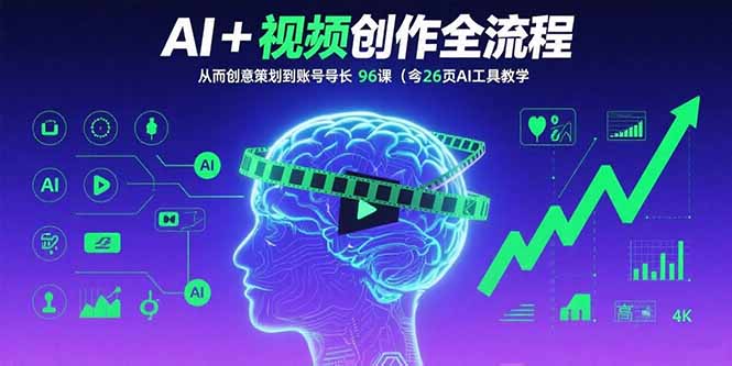 AI+短视频创作全流程：从创意策划到账号增长，96节课(含26项AI工具教学-chywc
