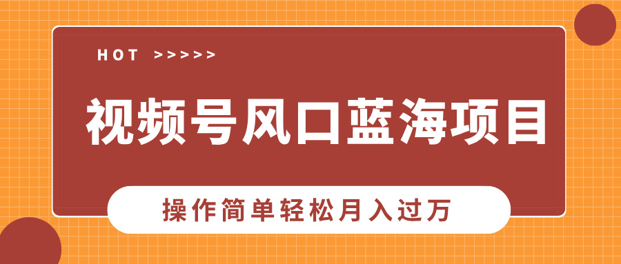 视频号风口蓝海项目，中老年人的流量密码，操作简单轻松月入过万-chywc