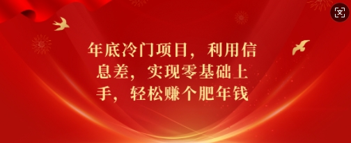 年底冷门项目，利用信息差，实现零基础上手，轻松赚个肥年钱【揭秘】-chywc