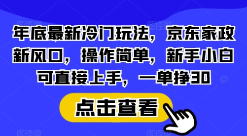 年底最新冷门玩法，京东家政新风口，操作简单，新手小白可直接上手，一单挣30【揭秘】-chywc