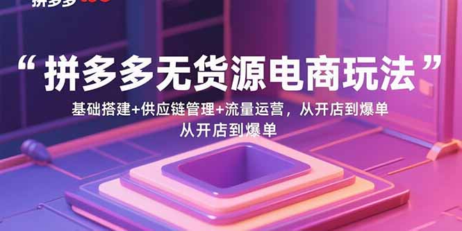 拼多多无货源电商玩法：基础搭建+供应链管理+流量运营，从开店到爆单-chywc