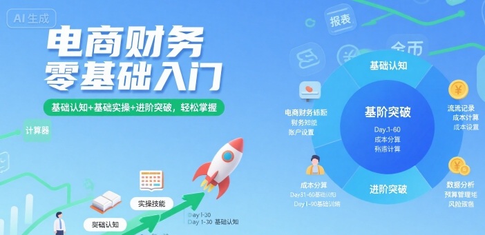 电商财务零基础入门，基础认知+基础实操+进阶突破，轻松掌握-chywc