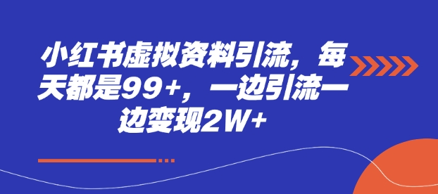 小红书虚拟资料引流，每天都是99+，一边引流一边变现2W+-chywc