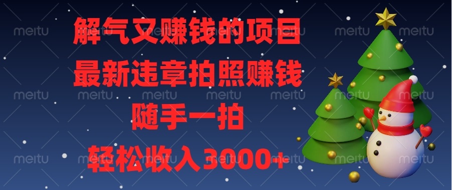解气又赚钱的项目，最新违章拍照赚钱，随手一拍，轻松收入3000+-chywc