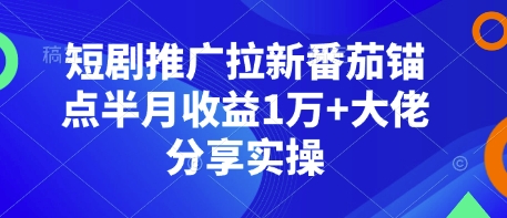 短剧推广拉新番茄锚点半月收益1万+大佬分享实操-chywc