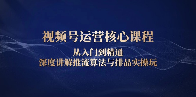 视频号运营核心课程，从入门到精通，深度讲解推流算法与排品实操玩-chywc