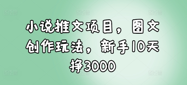 小说推文项目，图文创作玩法，新手10天挣3000-chywc
