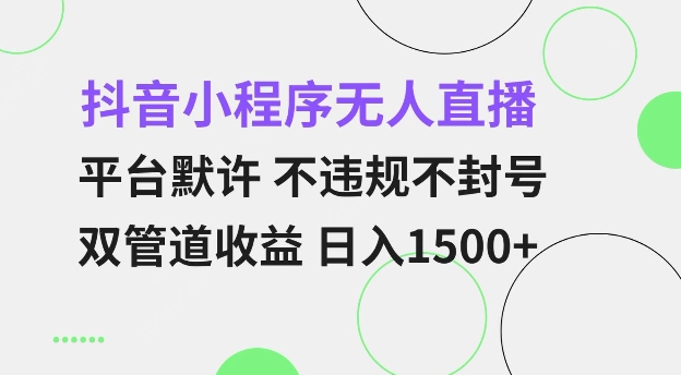 抖音小程序无人直播 平台默许 不违规不封号 双管道收益 日入多张 小白也能轻松操作【仅揭秘】-chywc