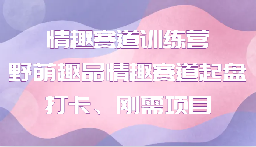 情趣赛道训练营 野萌趣品情趣赛道起盘打卡、刚需项目-chywc