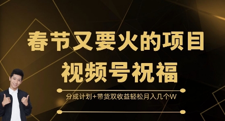 春节又要火的项目视频号祝福，分成计划+带货双收益，轻松月入几个W【揭秘】-chywc