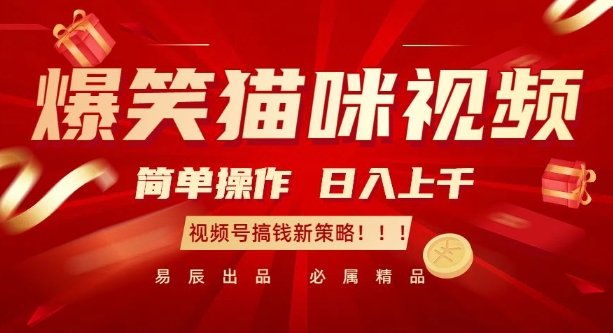 爆笑猫咪视频：简单操作，日入过K，视频号搞钱新策略【揭秘】-chywc