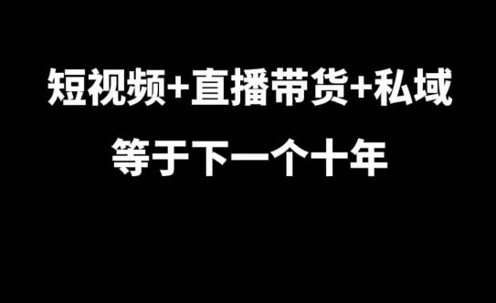 短视频+直播带货+私域等于下一个十年，大佬7年实战经验总结-chywc