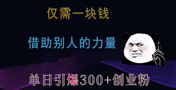 仅需一块钱，借助别人的力量，单日引爆300+创业粉、兼职粉【揭秘】-chywc