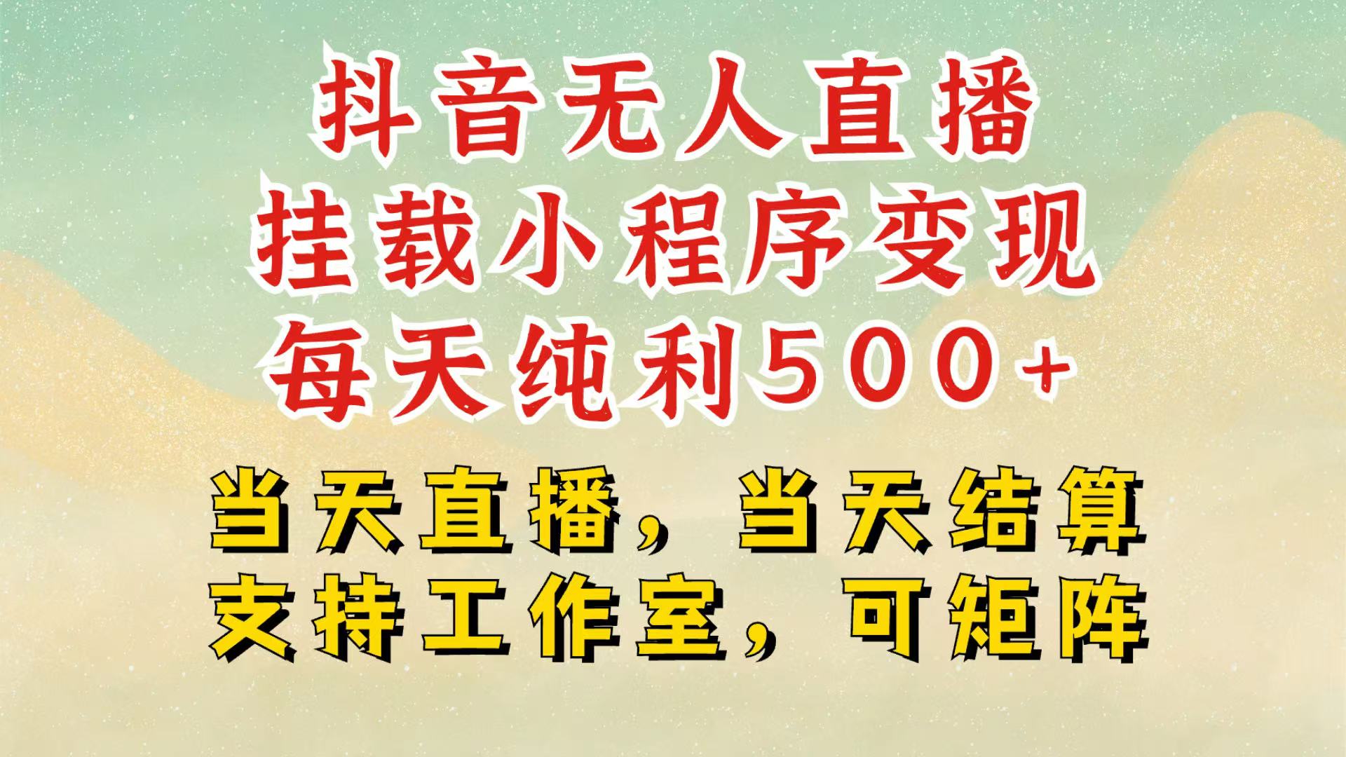 抖音无人挂机项目，轻松日入500+,挂载小程序玩法，不违规不封号，有号的一定挂起来-chywc