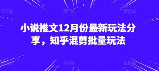 小说推文12月份最新玩法分享，知乎混剪批量玩法-chywc