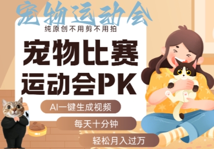 AI一键生成宠物比赛运动会PK视频，纯原创不用剪不用拍，每天十分钟，轻松月入过1W+-chywc