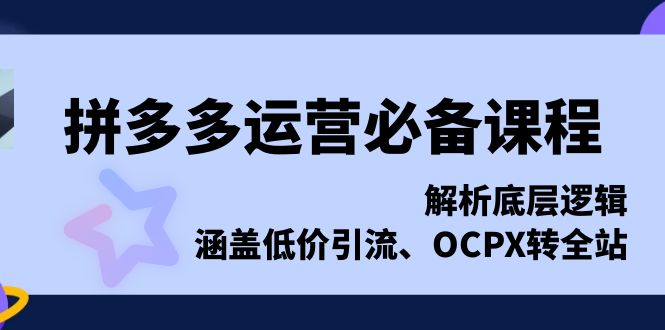 拼多多运营必备课程，解析底层逻辑，涵盖低价引流、OCPX转全站-chywc