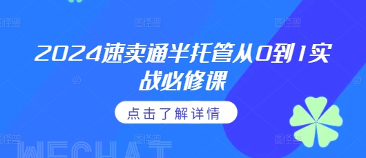 2024速卖通半托管从0到1实战必修课，掌握通投广告打法、熟悉速卖通半托管的政策细节-chywc