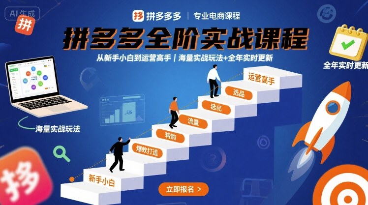 拼多多全阶实战课程，从新手小白到运营高手，海量实战玩法+全年实时更新【2025年9月更新】-chywc