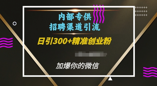 内部招聘渠道日引流300+创业粉，加爆你的微信【揭秘】-chywc