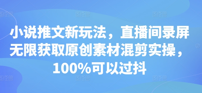 小说推文新玩法，直播间录屏无限获取原创素材混剪实操，100%可以过抖-chywc