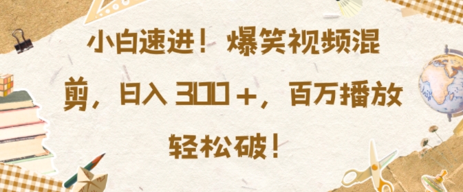 小白速进，爆笑视频混剪，日入3张，百万播放轻松破【揭秘】-chywc